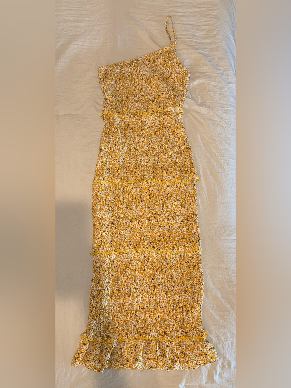 PrettyGarden Yellow Floral Smocked Dress